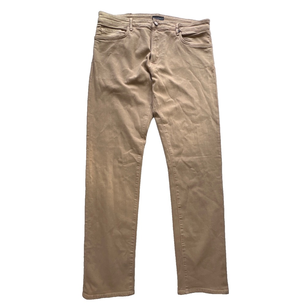 Trinidad3 Boyer Pants Mens 38x33 Beige Athletic Straight USA Made MSRP $200+